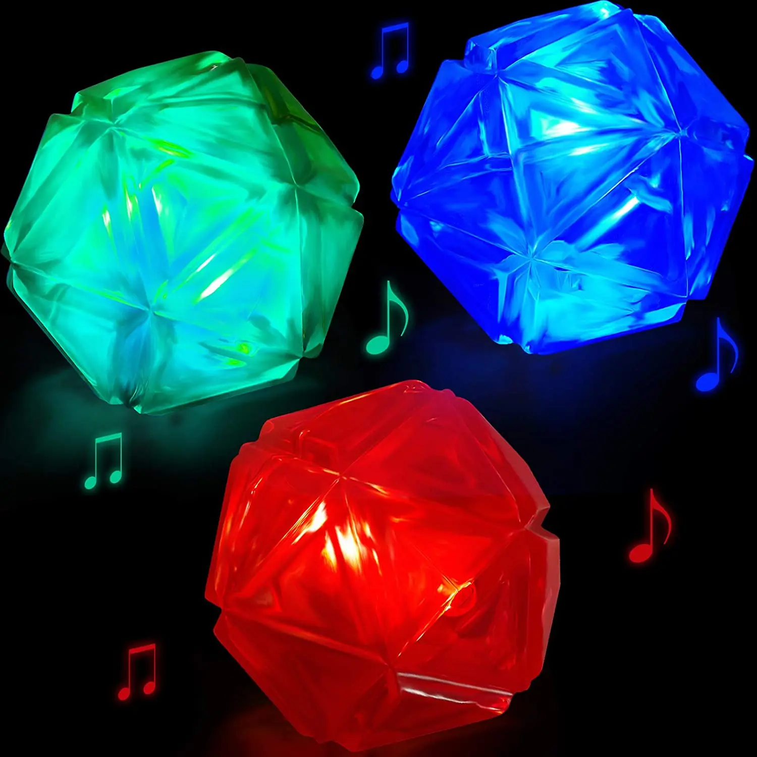 Light Up Dog Balls Flashing Elastic Ball LED Glowing Squeaky Balls Pet Color Light for Puppy with Flash Sound, Rubber Elastic
