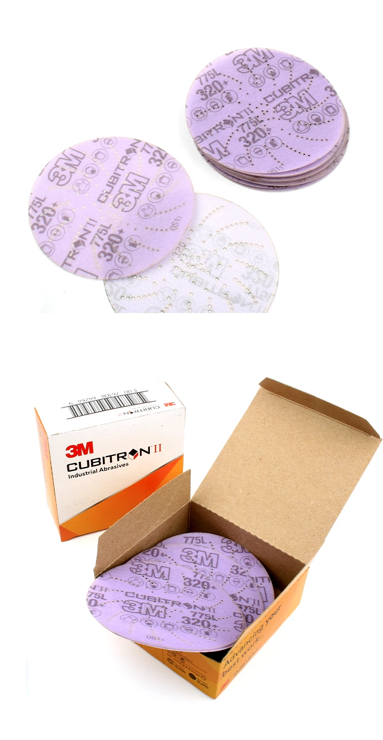Cubitron 775L 5 Inch Polishing Sanding Paper Precision Shaped Wheel Purple Zirconia Ceramic Discs Hook Loop for Stone Polishing