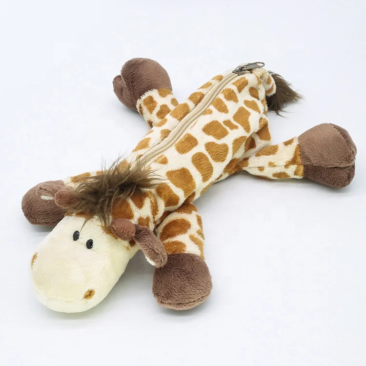 Animal shape plush giraffe pencil case for kids