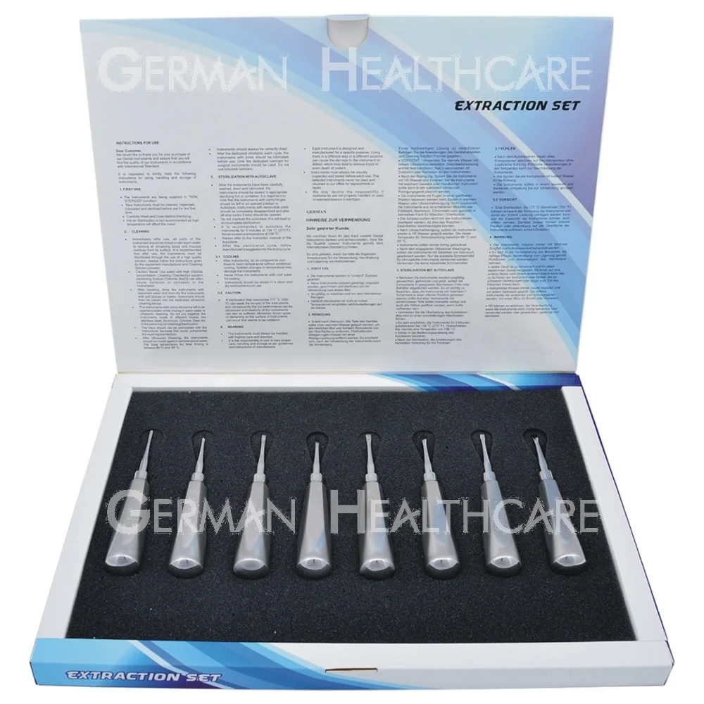 Dental Luxating Elevators SetKit of 8 Pieces (4 Curved and 4 Straight)