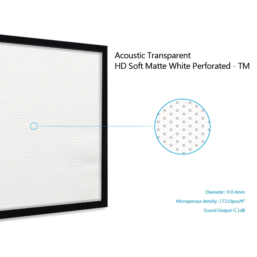 SCREENPRO 150 Inch 4K 16:9 Matte White Acoustic Transparent HD 3D Fixed Frame Projector Screen for Home Cinema Projection Screen