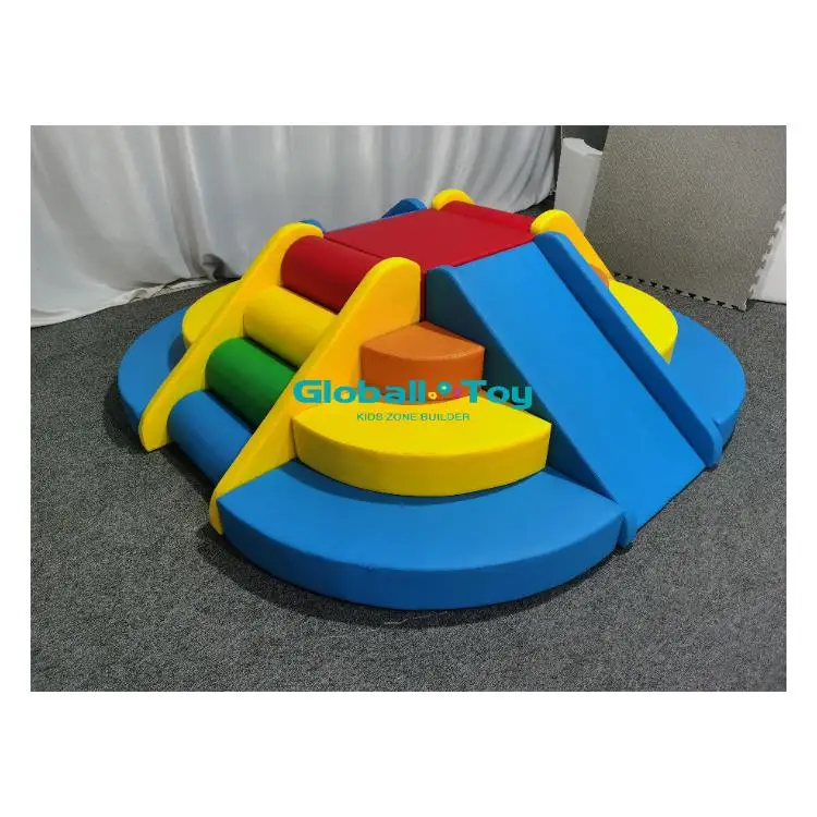 GloballToy  blue red and yellow soft play set in the door and outdoor Corner climbing set can be customized