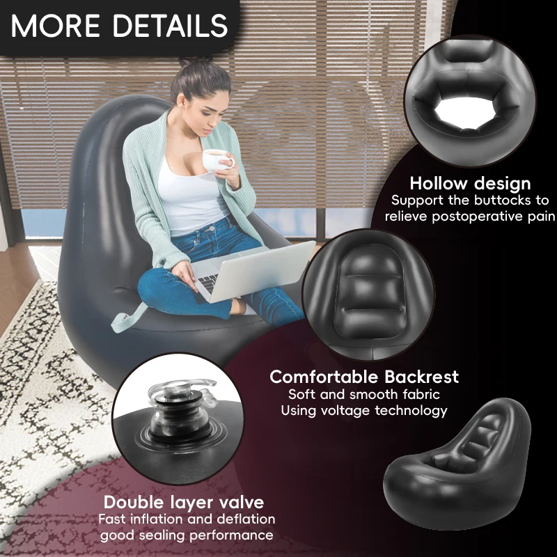 Hot Sale Pvc Living Room Furniture BBL Relax Air Chair Lazy Inflatable Sofas With Foot Stool