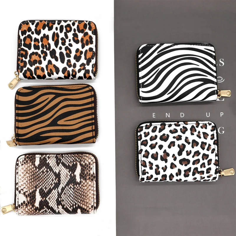 Stylish Mini Faux Leather Coin Purse and Card Wallet with Chic Leopard Zebra and Snakeskin Patterns Cartera para mujer