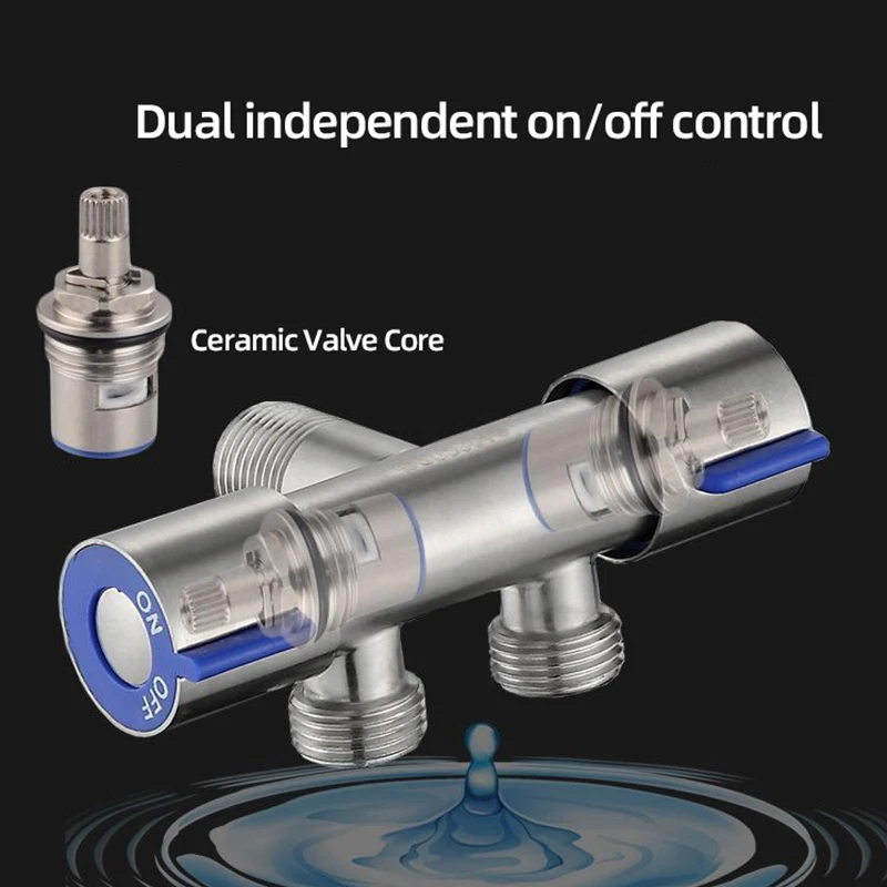 Factory wholesale 304 stainless steel G1/2 double control angle valve spray gun washing machine quick open water faucet