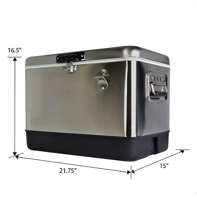 2023 Large Capacity Portable Stainless Steel Ice Chest Beverage Cooler Custom Cooler Box for Camping and Fishing