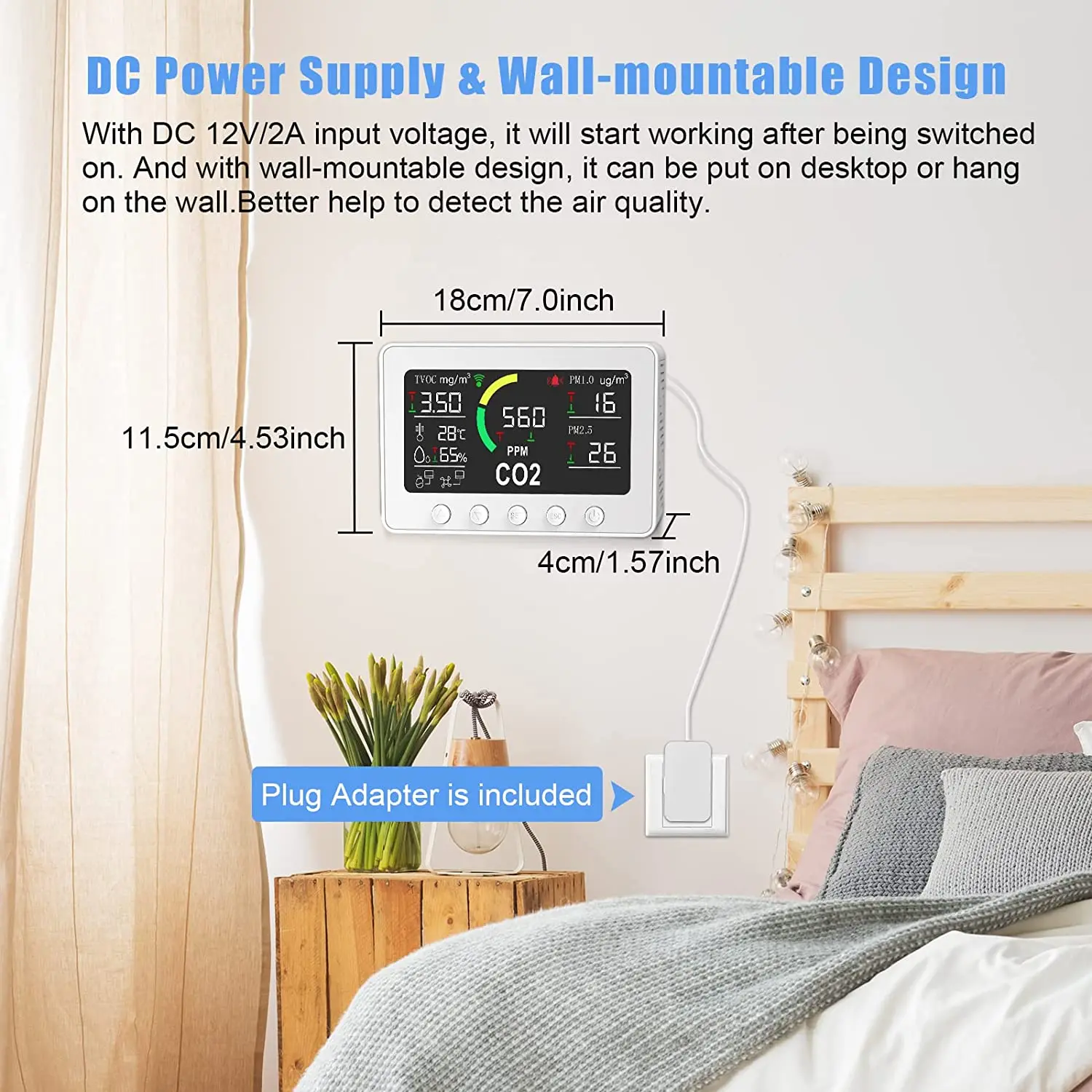 Amazon Top Seller greenhouse Tuya PM2.5 WiFi Smart NDIR co2 PM2.5 Sensor indoor Air quality Monitor portable  co2 Monitor