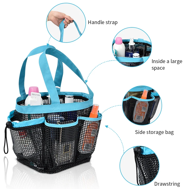 Hanging Portable Toiletry Bag College Dorm Essentials Quick Dry Bath Organizer Mesh Shower Caddy Tote Bag