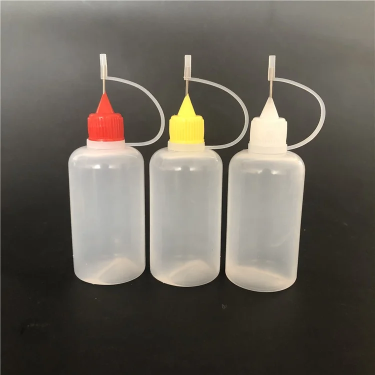 Plastic Painting Glue Dropper Needle Bottle Empty PE Squeeze Bottles 50ml Needle Tip Applicator Bottle