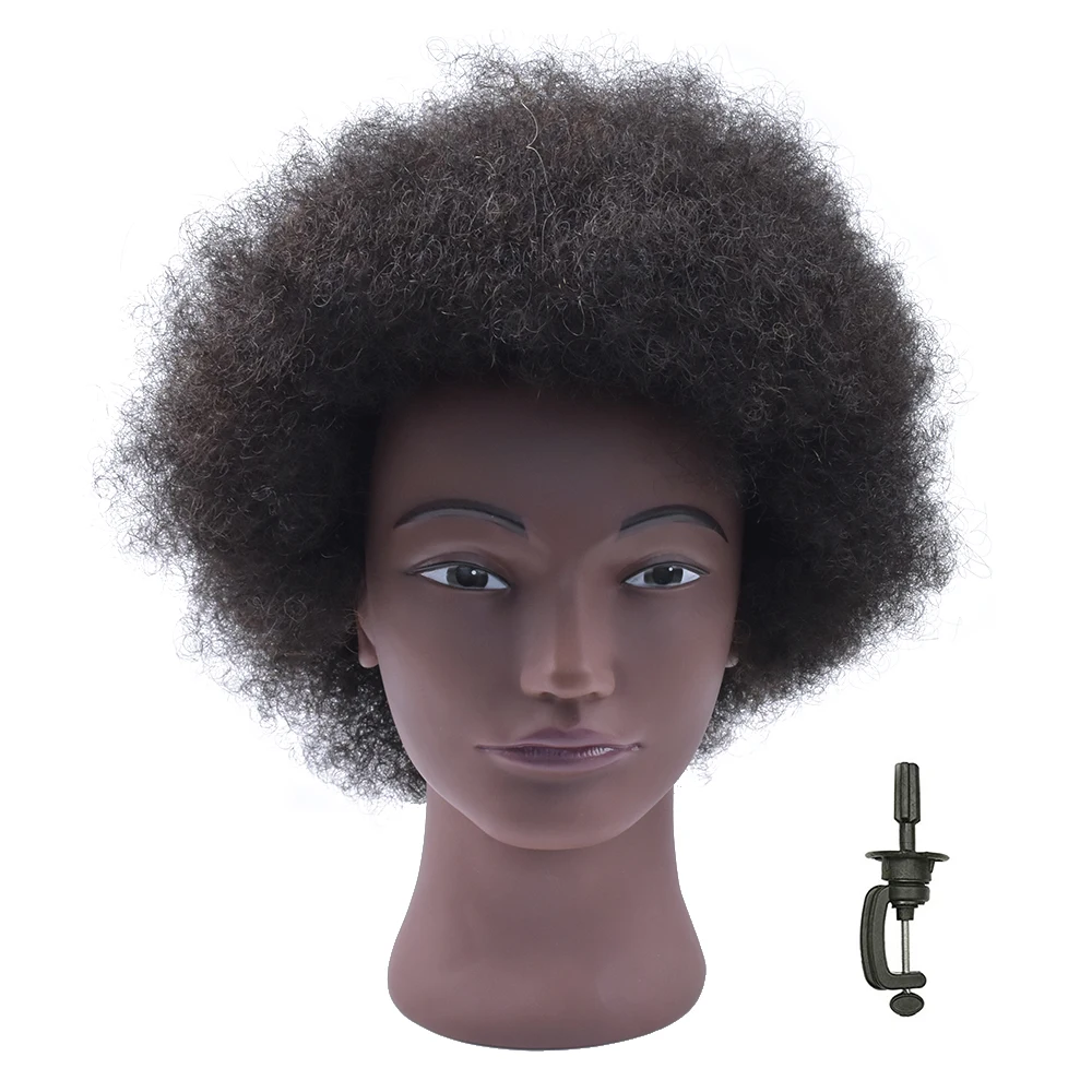 Afro Training Head Black Hair Mannequin With Tight Curl,african american human hair manniquins For Hair Schools