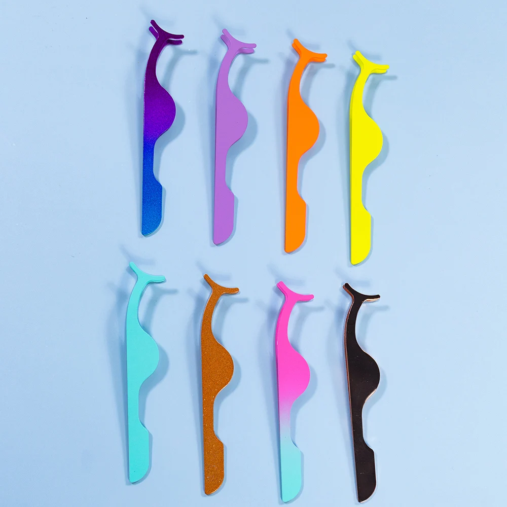 Профессиональные пинцеты для ресниц с подставкой, фирменная торговая марка, упаковка с логотипом на заказ, расческа из нержавеющей стали, мини-пинцет для ресниц, аппликатор