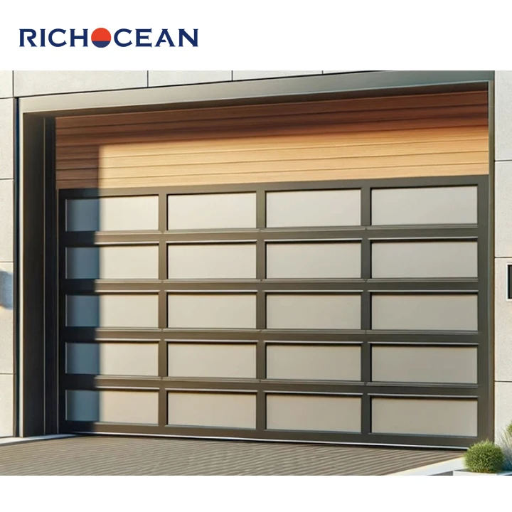 Residential Modern Cheap Electric Insulated Black Aluminum Framed Sectional Full View Glass Garage Door