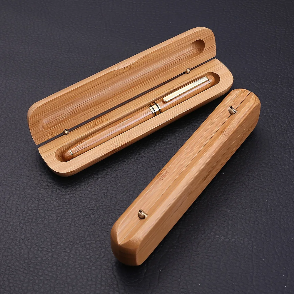 Custom Logo Metal And Cute Black Luxury Stylus Eco Friendly Bamboo Calligraphy Wood Ballpoint Ink Ball Pen Modern Set with Case