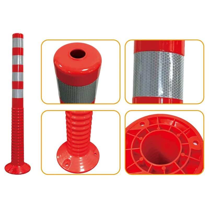 PU/Plastic/Rubber base/PE Flexible parking post traffic warning cone portable column with base barrier stanchion safety  bollard