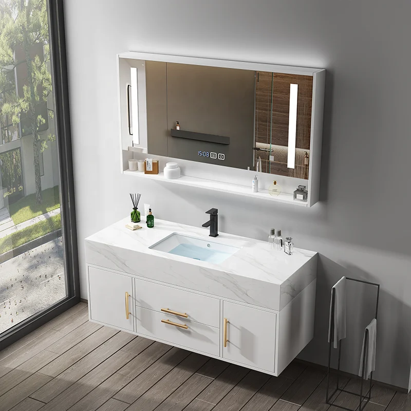 Factory Bathroom Cabinet LED Smart Mirror with Ceramic Basin Customized Materialbathroom vanity