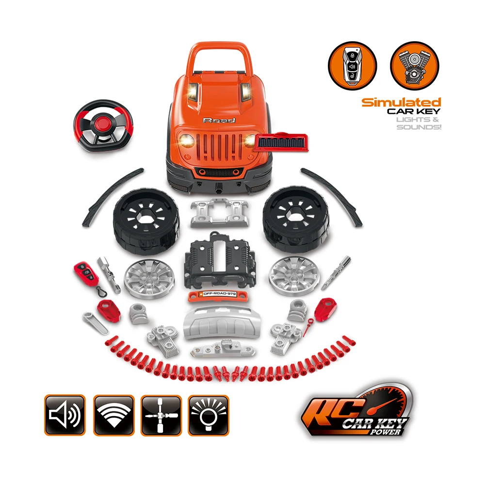 Take Apart Construction Toy I/R Car with Light and Sound Engine Assembly Toy Repair Workshop Assembly Toys for Kids