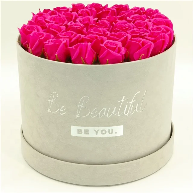 New design flower gift box round packaging luxury round flower box rose gold box mod
