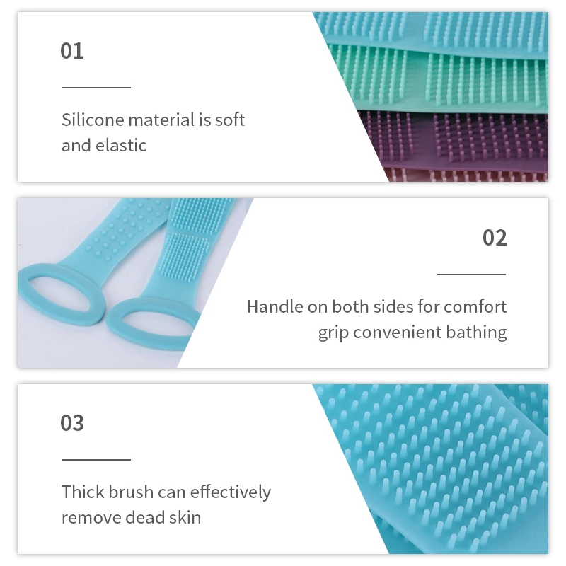 Soft Bristle Massage Dots Silicone Bath Belt Back Body Skin Cleanser Scrubber Exfoliating Bath Towel