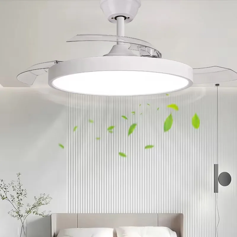 Ultra thin Invisible  Led Ceiling Fan Lamp 36/42/48 Inch Hidden Blades light with fan Remote Control Led Ceiling Fan Light