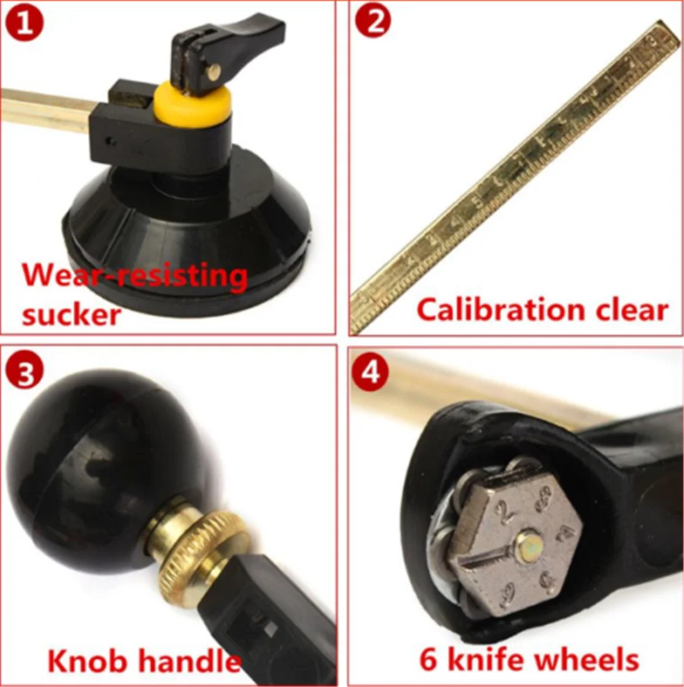 Glass cutter 6 wheel compasses circular glass cutting cutter