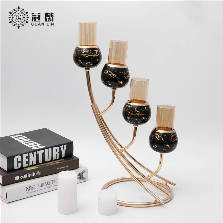 Best Quality Gift Wedding Luxury Table Stepped Candelabra Four Arms Centerpieces Candle Holder