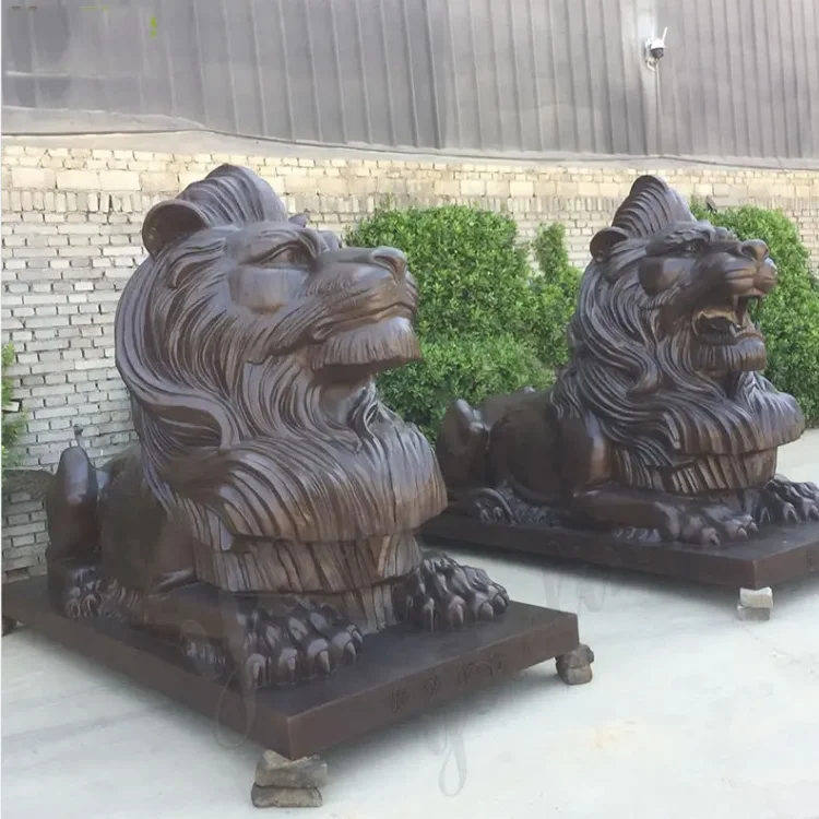 Factory Customized Large Street Decorative Bronze Artwork Lion Brass Sculpture Animal Statue Casting Brass Animals Bronze Lion