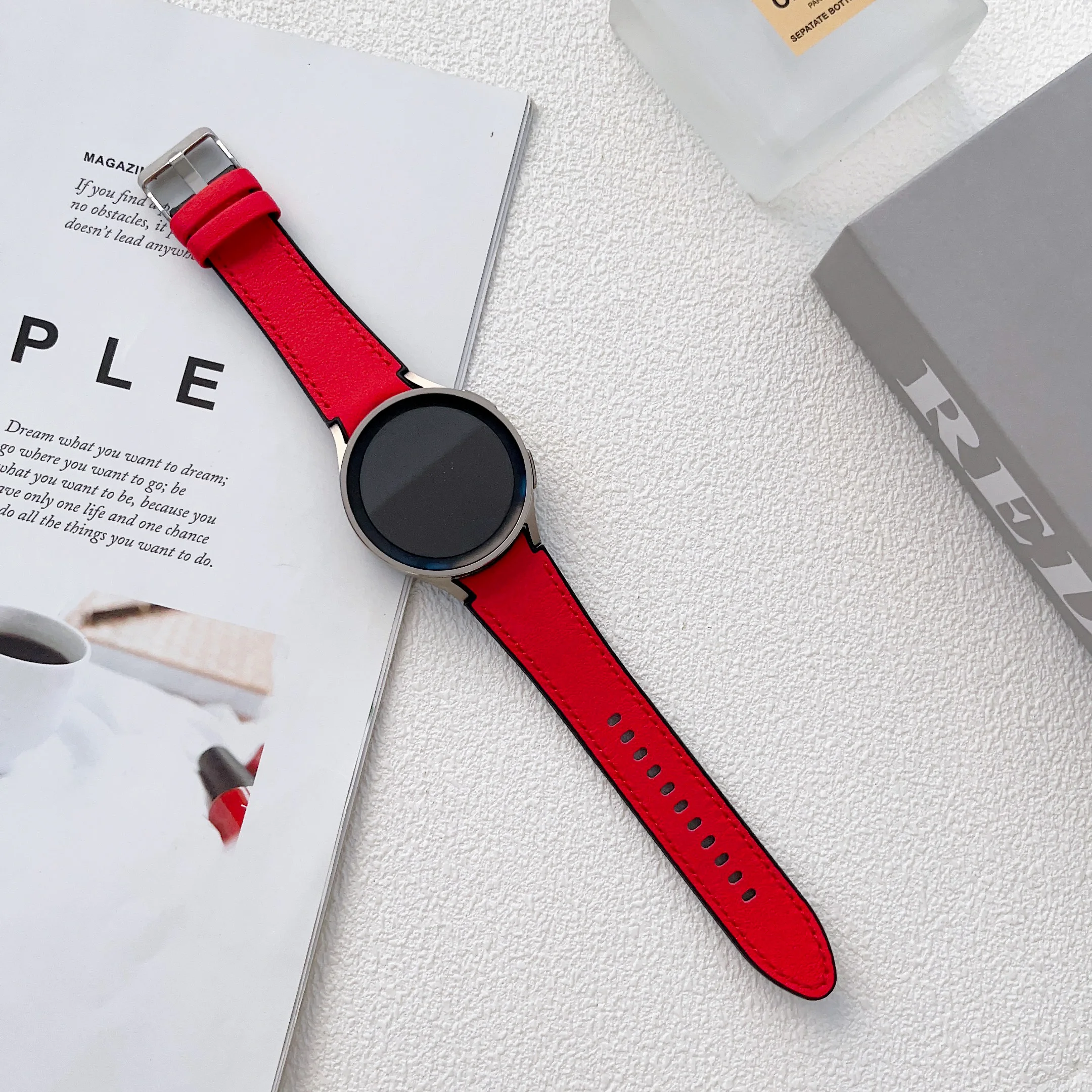 Leather Watch Bands 24 22 20 18 16 14 mm Smartwatch Replacement Strap For Samsung Galaxy Watch 42mm Huawei GT2