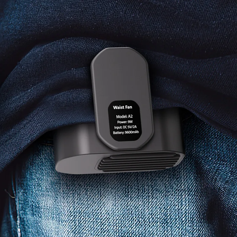 10000mAh Portable Waist Fan 3 Winds Speed  With LED Light As Outdoor Power Bank