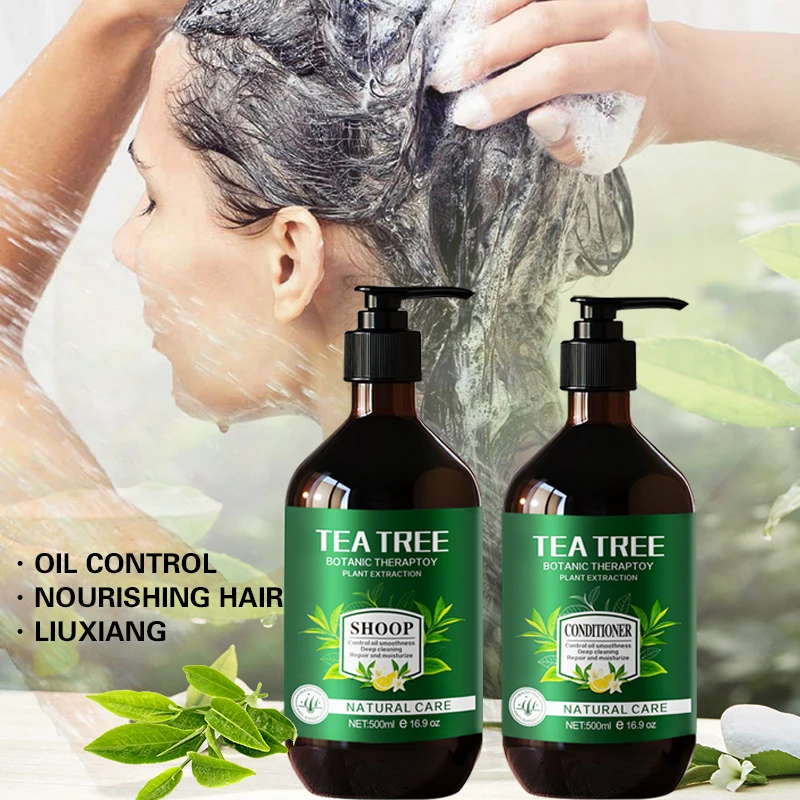 Private Label Beauty Natural Organic Hair Loss Tea Tree Oil Control Anti-Dandruff Shampoo and Conditioner Products