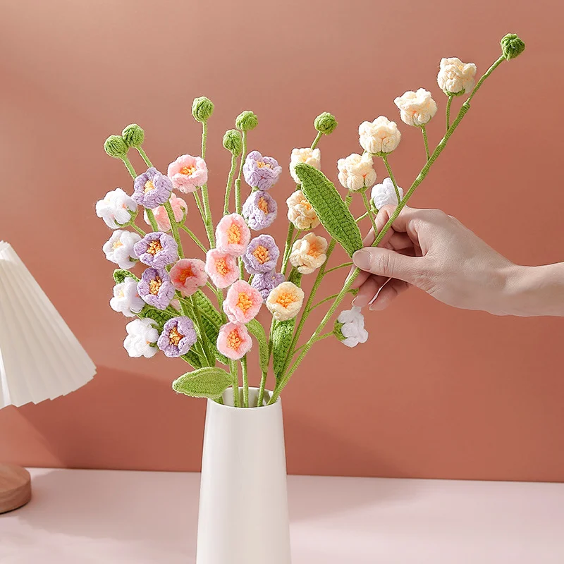 New Creative Gifts Product 100 Handmade Wool Crochet Bouquet Knitted Flowers Valentine S Day Gift