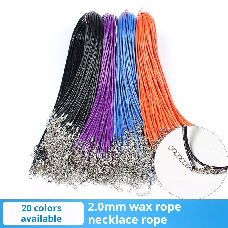 2mm Black Leather Rope Chain Wax Line Leather Cord Jewelry Accessories make Gemstone Pendant Necklace Used for DIY necklaces