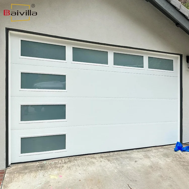 Factory price custom design modern white aluminum panel remote control electric automatic open insulation sectional garage door