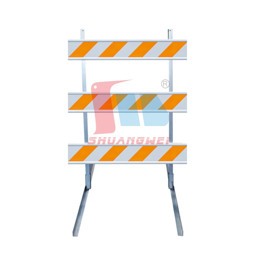 America Type Traffic Safety Barrier Crowd Control Galvanized Iron Temporary Portable Road Barrier Guide Board Barricade Stand