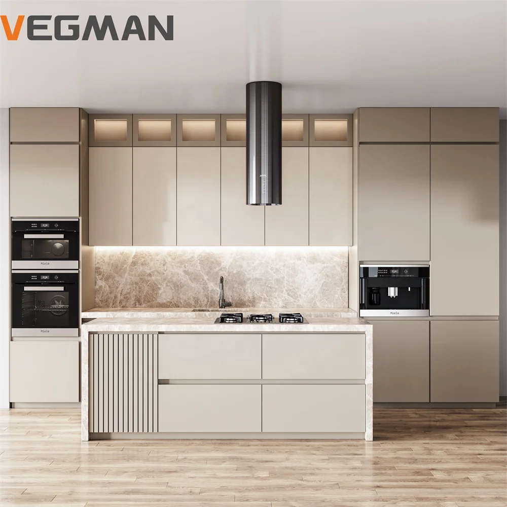 Modern Luxury Wall Hanging Unit Cabinet French Lacquer Door Smart Kitchen Cupboard Set Cabinets