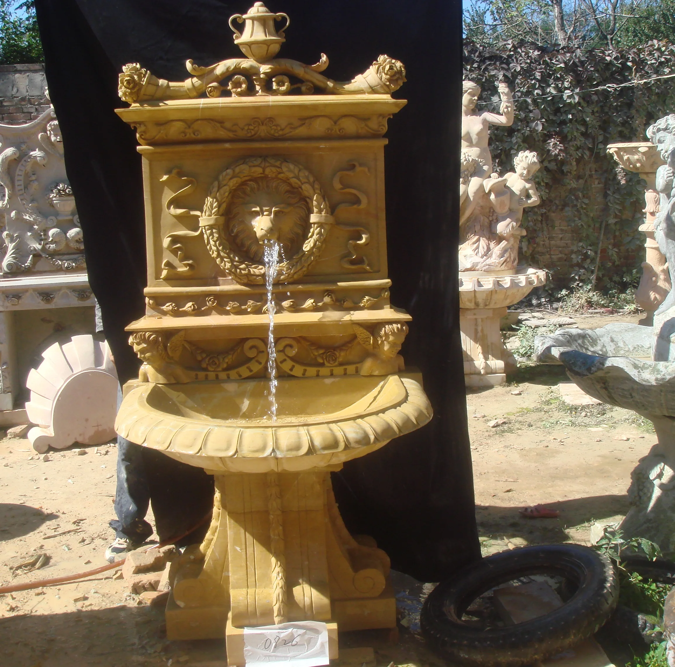 Красивый натуральный индивидуальный Мраморный Садовый Декор Мраморный Настенный фонтан для продажи