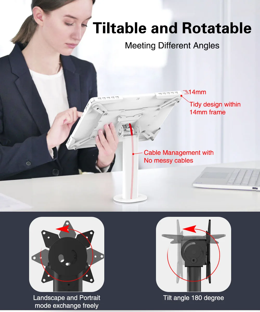Universal Clamp Anti-theft Tablet Stand Desk Holder Bracket for