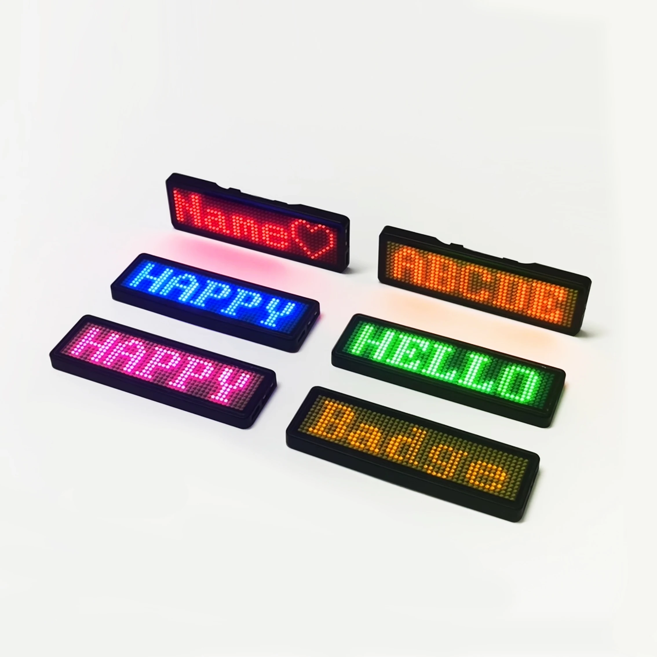 Flashing LED Name Badge Programmable Scrolling Magnetic Pin Badge Smart Bluetooth APP