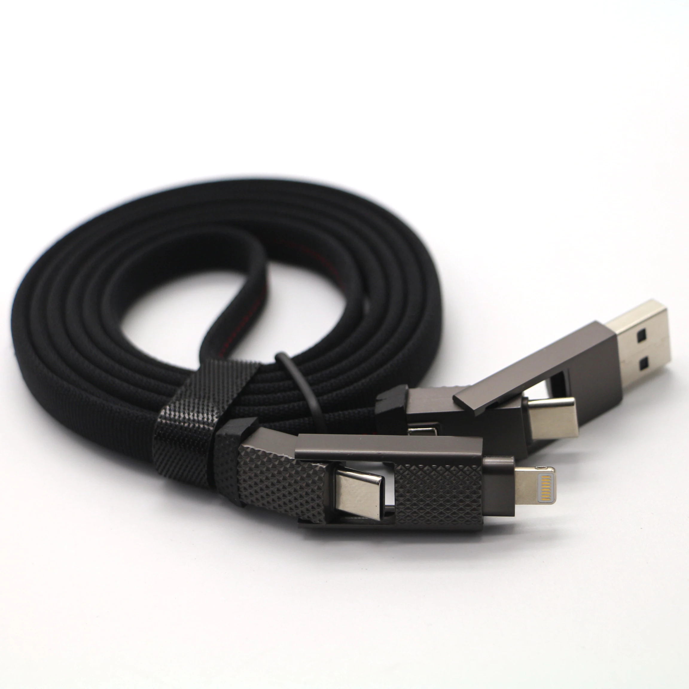 4-in-1 USB C Cable CE Rohs Certified Cable 100W 60W Type C Charger Fast Charging Nylon Braided Multi iPhone Charger Cord