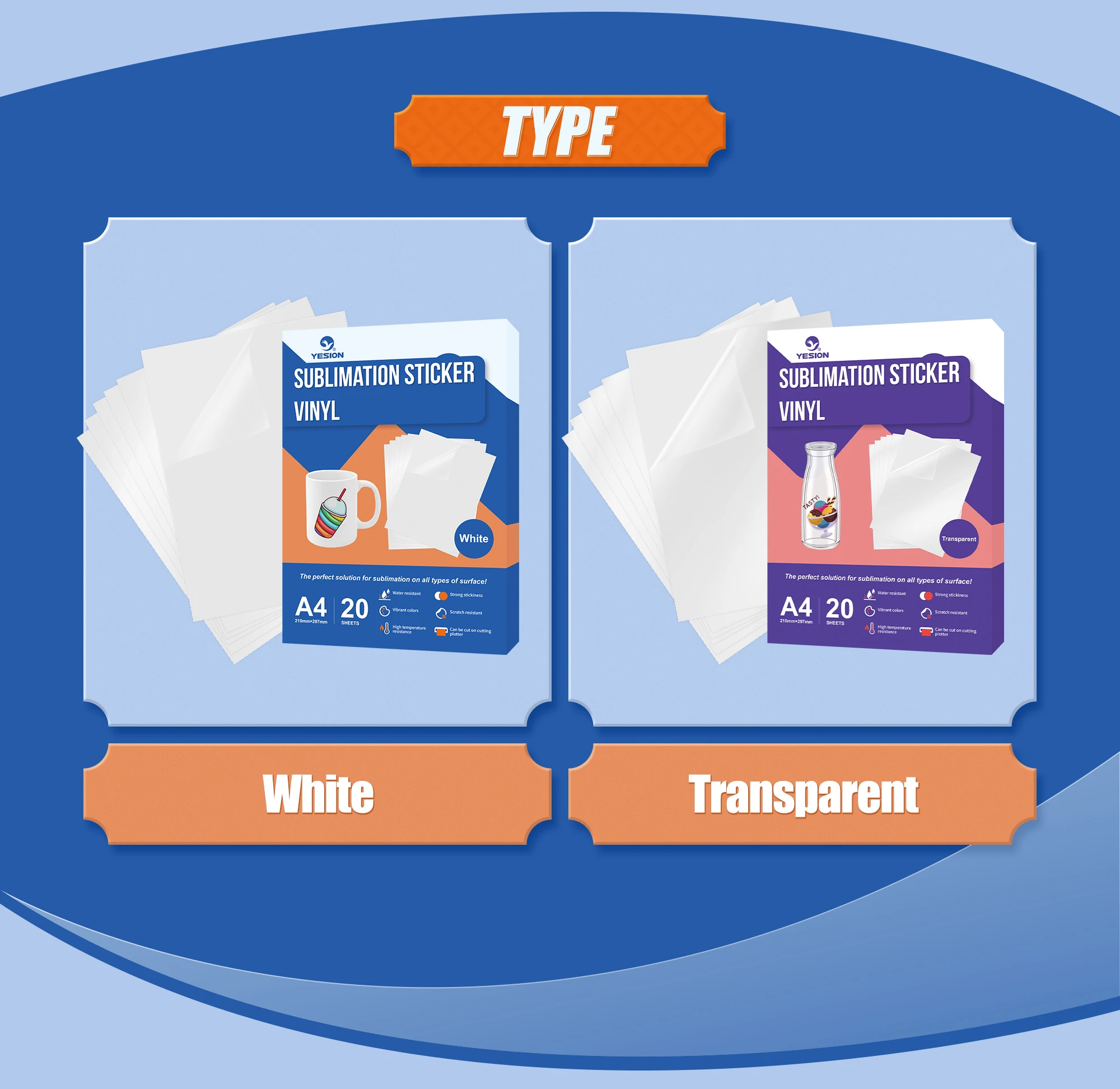 A4 Vinyl Inkjet Sheet Adhesive Printable Custom Gloss A3 A4 Sublimation Stick Vinyl For Printer Waterproof Self Sticker Paper