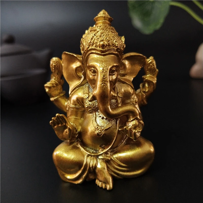 Ganesha Statue Home Decoration Elephant God Ganesh Statues in Antique Finish Hindu Ganesha Figurine Meditation Decor