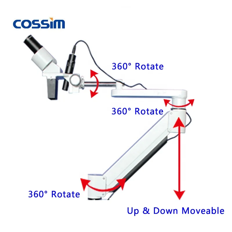 VMS102CD 10X Trolley Table Mounted Trolley Type Operating Dental Microscope with Auxiliary Lens