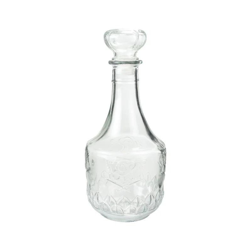 Hot-selling glass drinking bottle sets transparent glass whiskey decanter with airtight glass lid