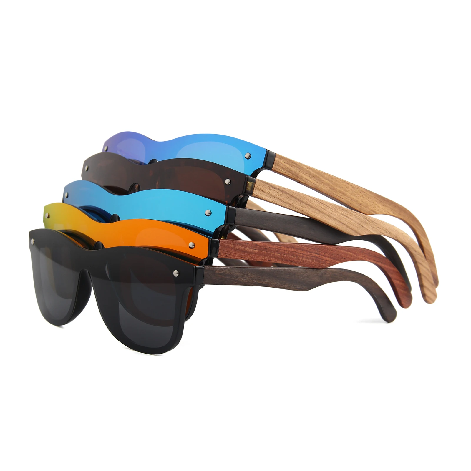 New Fashion polarized wooden sunglasses eco friendly  custom sunglasses logo square frame bamboo sunglasses 2024