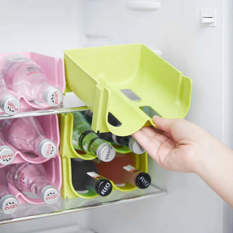 Creative refrigerator beverage storage box can stack beer cans drop-proof plastic storage rack