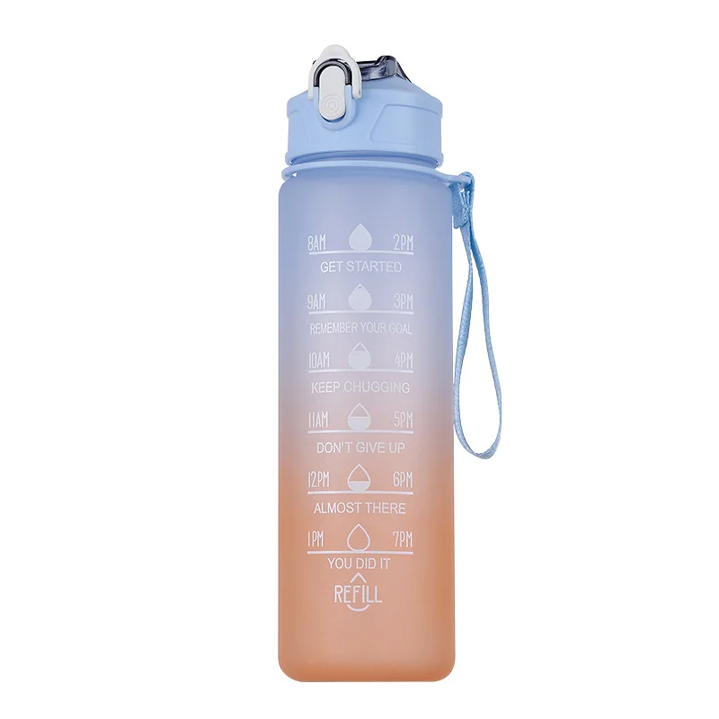 Portable Gradient Sports Cup Water Bottle With Bounce Cover  750ml Outdoor Frosted Cup