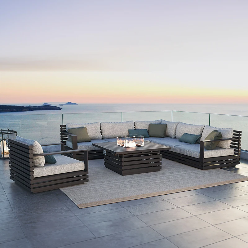 Modern minimalist design private garden furniture hotel patio outdoor sofa aluminum garden sofa set