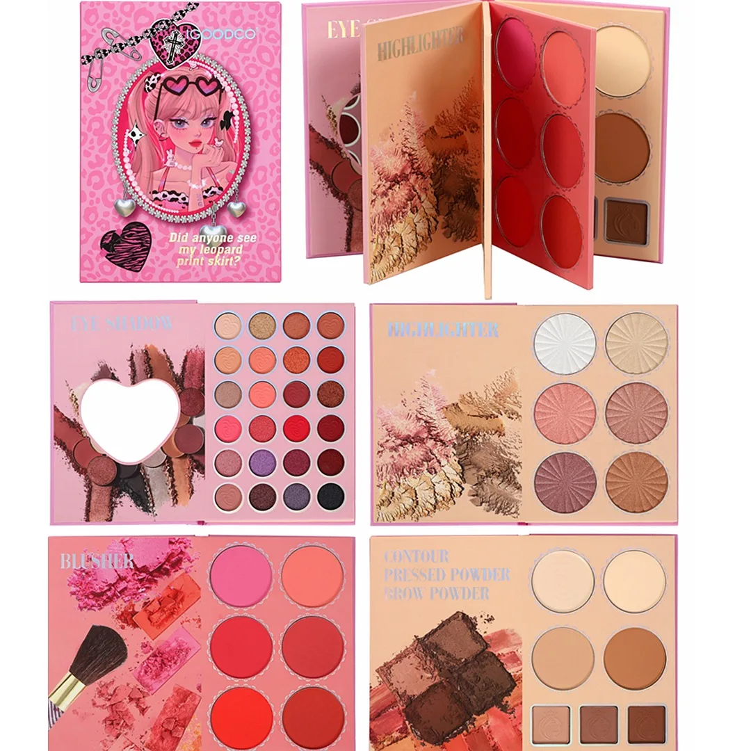 OEM logo Waterproof Eyeshadow Highlighter Blush Contour Eye Shadow Palette Book Paleta De Maquillaje