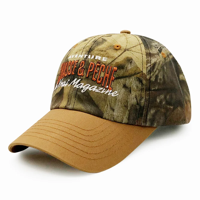 6Panel China Cap Suppliers Head Warmer Bape Orange Camo Hats Hunting Pattern Caps military Custom Mens hat Character Embroidered