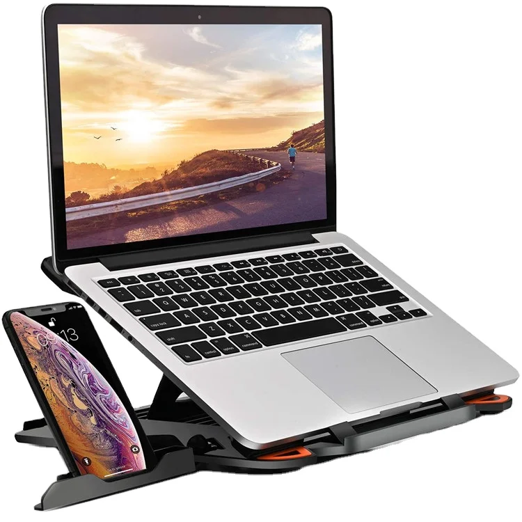 Laptop Stand 360 Rotating Swivel Riser for Desk Plastic Computer with Phone Holder