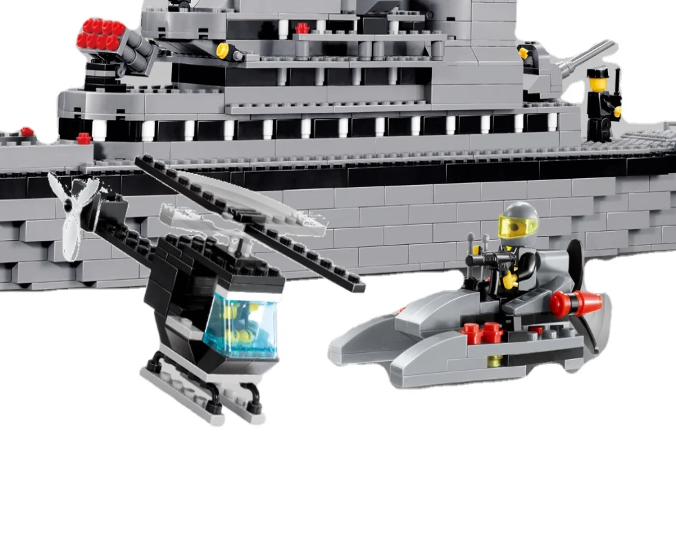 1000Pcs Assembly Aircraft Carrier Building Blocks Set Military Brick Toy Kit With Army Car Helicopter & Boat